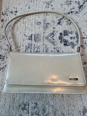 Nine West Glossy Beige Shoulder Bag with Gold Hardware